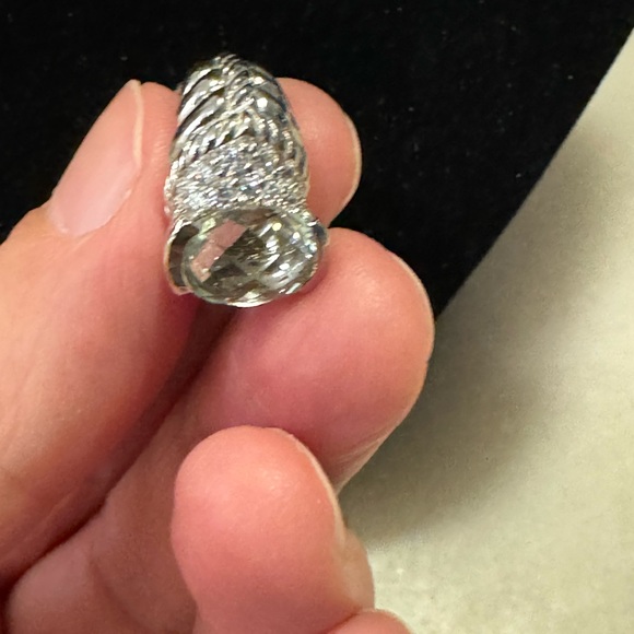 Judith ripka SS , Prasiolite and CZ earrings - Picture 10 of 14